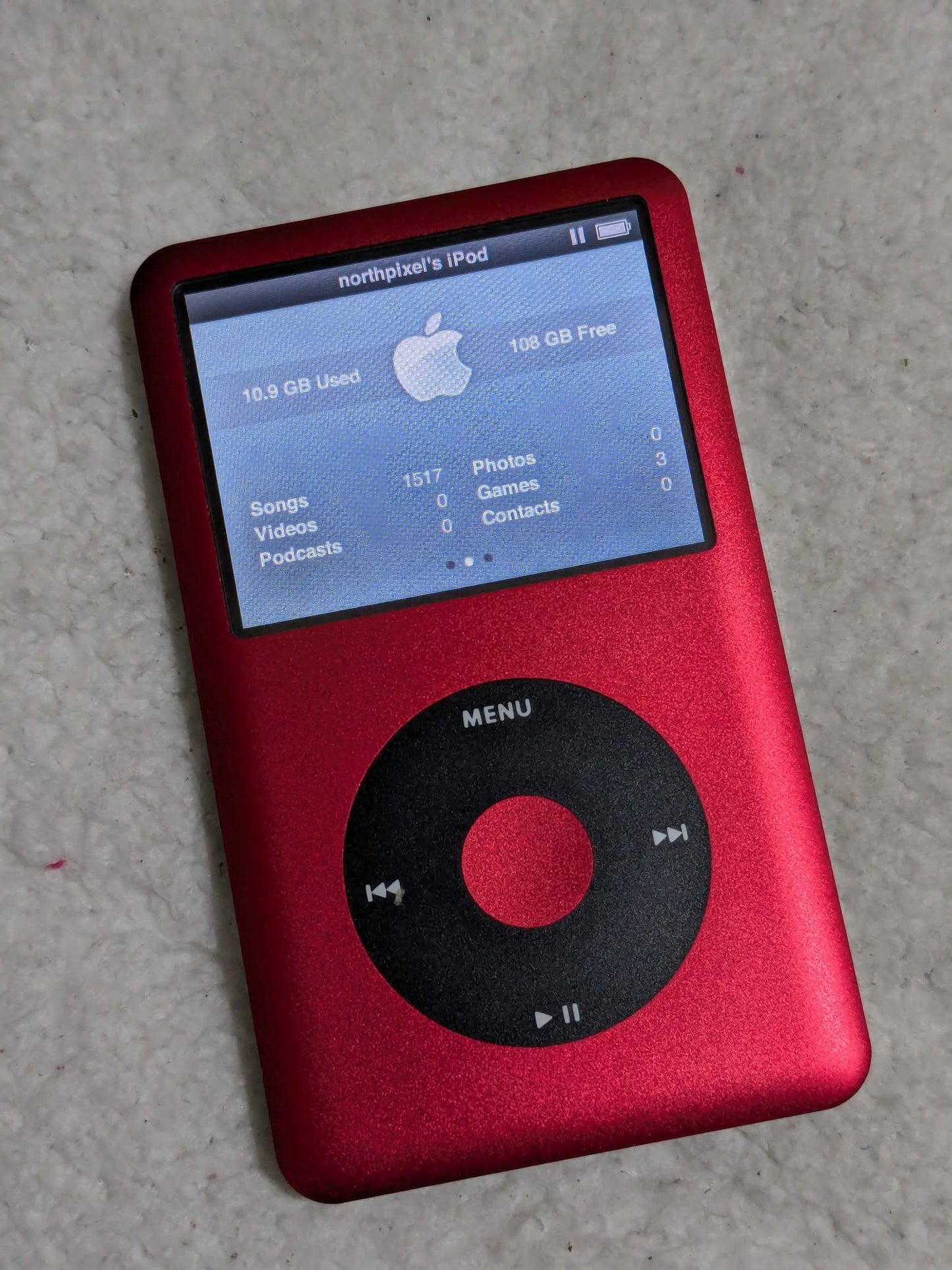 iPod Classic 7th Gen – Red Edition | 1TB SSD | 3000 mAh Battery
